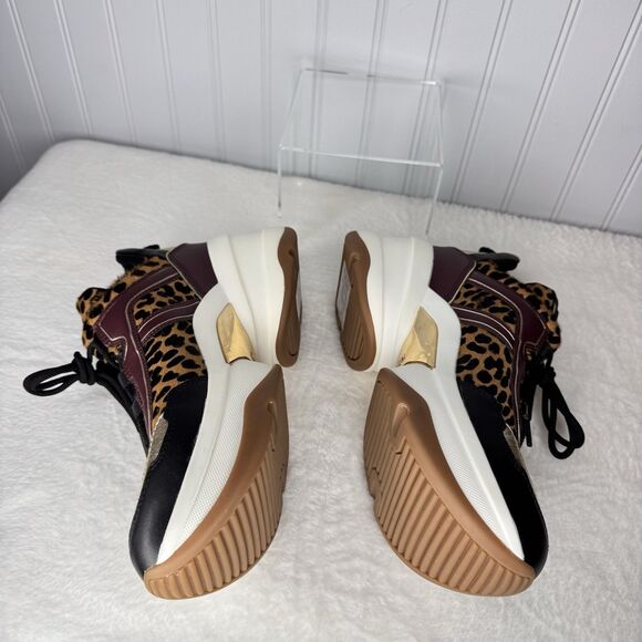MICHAEL KORS Sz 10 M Olympia Trainer Cheetah Leopard Platform Calf Hair Mesh 10M - Picture 5 of 12